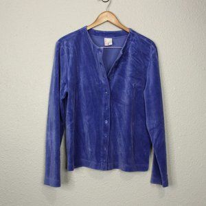 Hanna Andersson Periwinkle Velvet Button Down Jacket sz M